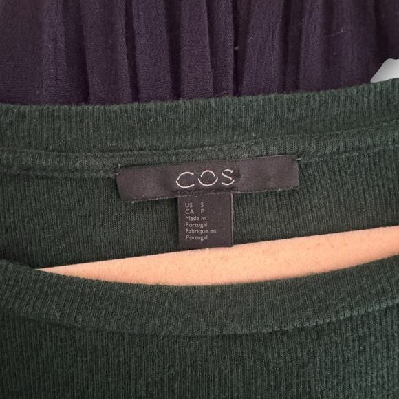COS dark green lightweight oversized wool blend sweater, small - Picture 2 of 5